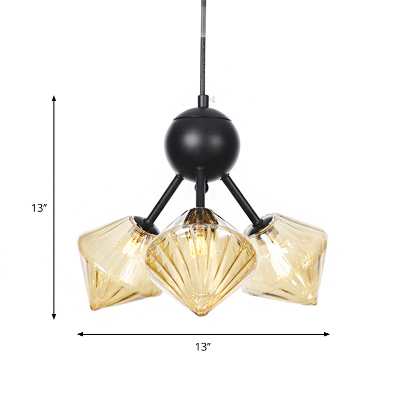 13"/27.5"/34" W Diamond Living Room Chandelier Lamp Amber/Clear Glass 3/9/12 Heads Warehouse Style Pendant Lighting with Sputnik Design Clearhalo 'Ceiling Lights' 'Chandeliers' 'Clear' 'Glass shade' 'Glass' 'Industrial Chandeliers' 'Industrial' 'Middle Century Chandeliers' 'Modern' 'Tiffany' 'Traditional Chandeliers' Lighting' 282526