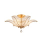 3-Light Living Room Ceiling Flush Mount Contemporary Gold Semi Flush Mount Lighting Fixture with Blossom Clear Crystal Glass Shade Clearhalo 'Ceiling Lights' 'Close To Ceiling Lights' 'Close to ceiling' 'Semi-flushmount' Lighting' 282595