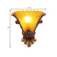 1 Light Wall Lamp with Flared Shade Yellow Glass Modernist Style Bedroom Wall Light Sconce with Rose Deco Clearhalo 'Wall Lamps & Sconces' 'Wall Lights' Lighting' 282619