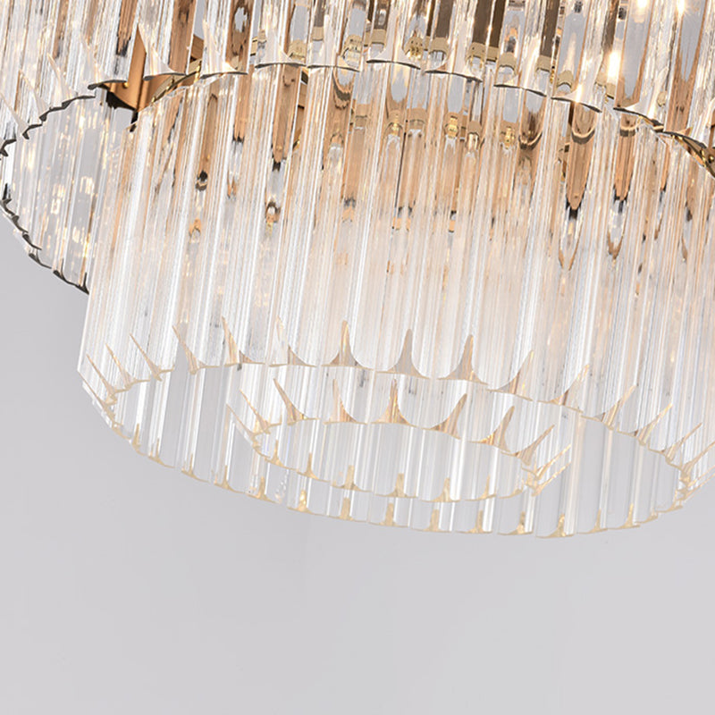 Brass 2 Tiers Chandelier Pendant Light Modernism 6 Heads Crystal Hanging Lamp for Living Room Clearhalo 'Ceiling Lights' 'Chandeliers' 'Modern Chandeliers' 'Modern' Lighting' 282706