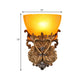 Bowl Amber Glass Wall Mount Lamp Modernist Style 10"/13" W 1 Head Living Room Wall Sconce with Golden Swan Design Clearhalo 'Wall Lamps & Sconces' 'Wall Lights' Lighting' 282715