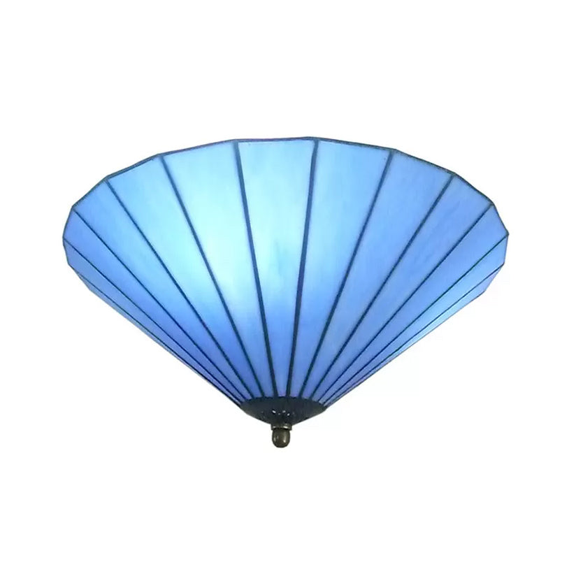 Blue/Blue-White Ceiling Light for Bedroom, Cone Flush Mount Light Fixture with Art Glass Shade Tiffany Style Clearhalo 'Ceiling Lights' 'Close To Ceiling Lights' 'Close to ceiling' 'Flush mount' Lighting' 2830