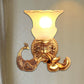 Frosted Glass Petal Wall Sconce Vintage Style 1 Bulb Corridor Wall Lighting Fixture with Gold Peacock Backplate Clearhalo 'Wall Lamps & Sconces' 'Wall Lights' Lighting' 283029