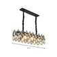 8-Bulb Dining Room Island Light Modern Black/Gold Pendant Lighting Fixture with Linear Beveled Crystal Prism Shade Clearhalo 'Ceiling Lights' 'Island Lights' Lighting' 283140