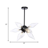 Starburst Design Pendant Lighting Industrial Amber/Clear Ribbed Glass 9/12/15 Heads Bedroom Hanging Chandelier Lamp Clearhalo 'Ceiling Lights' 'Chandeliers' 'Clear' 'Close To Ceiling Lights' 'Glass shade' 'Glass' 'Industrial Chandeliers' 'Industrial' 'Middle Century Chandeliers' 'Modern' 'Tiffany' 'Traditional Chandeliers' Lighting' 283201