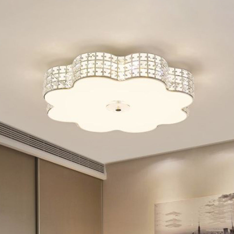 Silver Flower Ceiling Lamp Simple Style Acrylic LED Flush Mount Light Fixture for Bedroom, 12"/16"/19.5" Wide Silver Clearhalo 'Ceiling Lights' 'Close To Ceiling Lights' 'Close to ceiling' 'Flush mount' Lighting' 283234