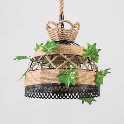 Restorent Bulb Rope Barrel/Dome Restaurant Hanging Light Fixture Vintage Style Rope 1 Head ...