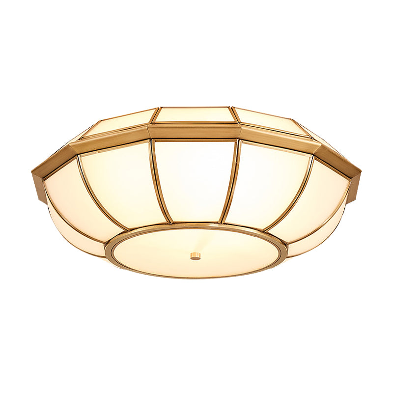 Brass Finish Basket Flush Mount Light Retro Style 4 Bulbs Living Room Ceiling Lamp Clearhalo 'Ceiling Lights' 'Close To Ceiling Lights' 'Close to ceiling' 'Flush mount' Lighting' 283276