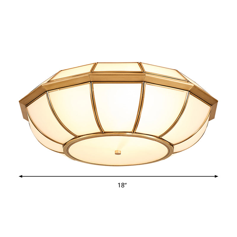 Brass Finish Basket Flush Mount Light Retro Style 4 Bulbs Living Room Ceiling Lamp Clearhalo 'Ceiling Lights' 'Close To Ceiling Lights' 'Close to ceiling' 'Flush mount' Lighting' 283277