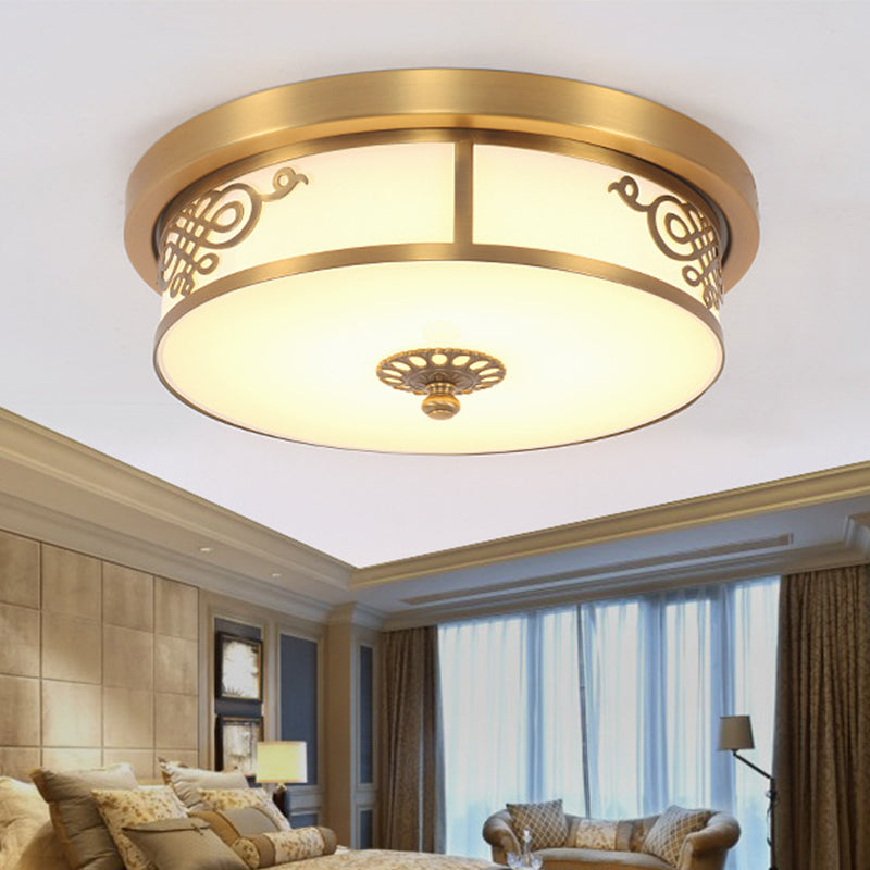 Brass Finish LED Ceiling Light 12"/16"/19.5" Dia Traditional Metallic Round Flushmount Light in Second Gear Brass Clearhalo 'Ceiling Lights' 'Close To Ceiling Lights' 'Close to ceiling' 'Flush mount' Lighting' 283341