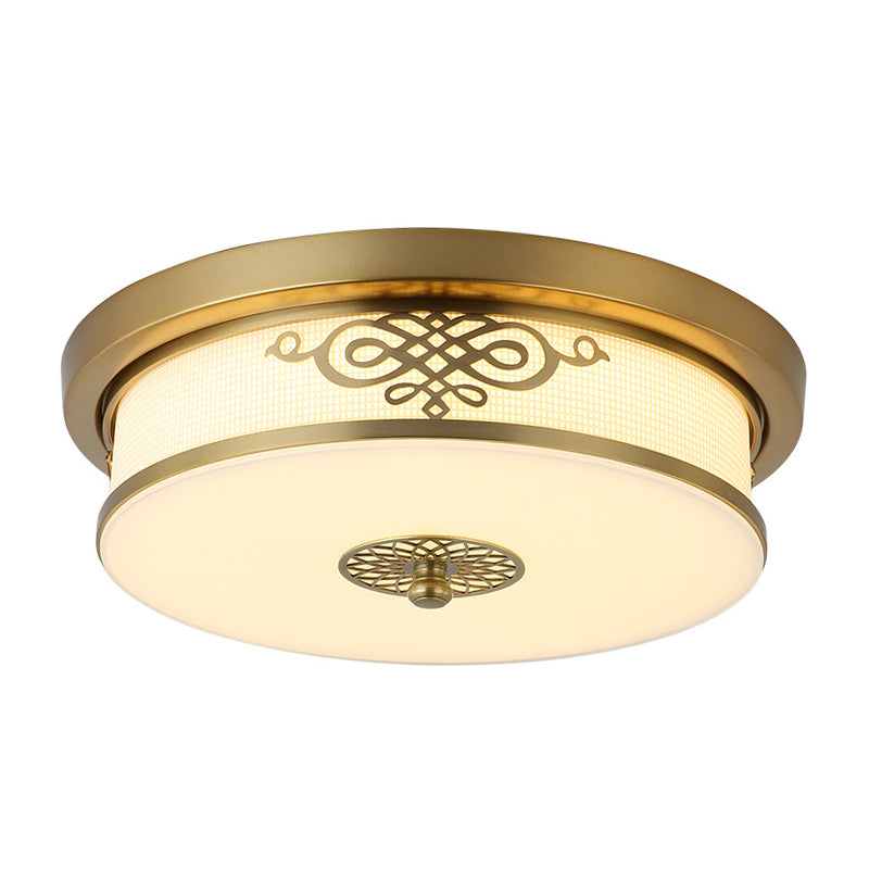 Brass Finish LED Ceiling Light 12"/16"/19.5" Dia Traditional Metallic Round Flushmount Light in Second Gear Clearhalo 'Ceiling Lights' 'Close To Ceiling Lights' 'Close to ceiling' 'Flush mount' Lighting' 283344