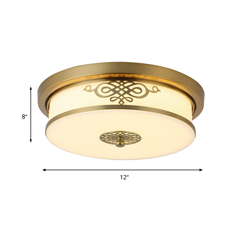 Brass Finish LED Ceiling Light 12"/16"/19.5" Dia Traditional Metallic Round Flushmount Light in Second Gear Clearhalo 'Ceiling Lights' 'Close To Ceiling Lights' 'Close to ceiling' 'Flush mount' Lighting' 283345