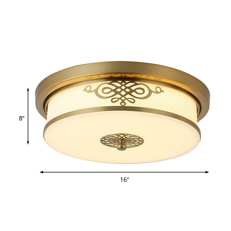 Brass Finish LED Ceiling Light 12"/16"/19.5" Dia Traditional Metallic Round Flushmount Light in Second Gear Clearhalo 'Ceiling Lights' 'Close To Ceiling Lights' 'Close to ceiling' 'Flush mount' Lighting' 283346