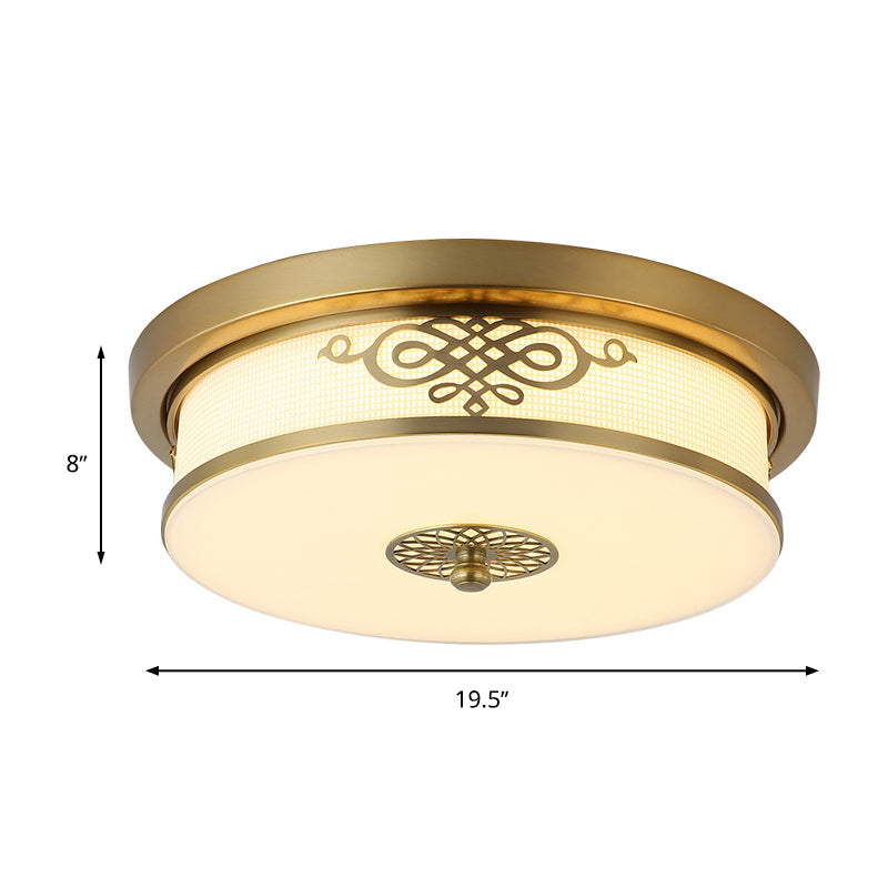 Brass Finish LED Ceiling Light 12"/16"/19.5" Dia Traditional Metallic Round Flushmount Light in Second Gear Clearhalo 'Ceiling Lights' 'Close To Ceiling Lights' 'Close to ceiling' 'Flush mount' Lighting' 283347