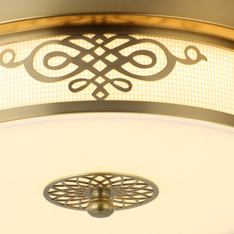 Brass Finish LED Ceiling Light 12"/16"/19.5" Dia Traditional Metallic Round Flushmount Light in Second Gear Clearhalo 'Ceiling Lights' 'Close To Ceiling Lights' 'Close to ceiling' 'Flush mount' Lighting' 283348