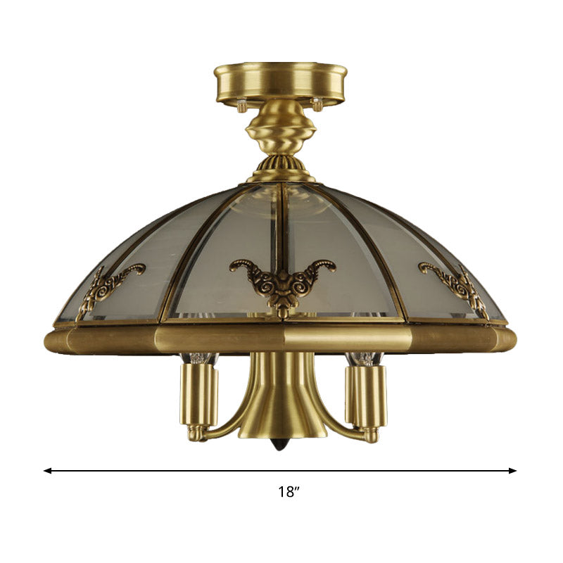 5 Bulbs Sheep/Oval Ceiling Light Fixture Vintage Brass Mouth Blown Opal Glass Semi Flush Mount Lighting for Bedroom Clearhalo 'Ceiling Lights' 'Close To Ceiling Lights' 'Close to ceiling' 'Glass shade' 'Glass' 'Semi-flushmount' Lighting' 283439