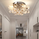 Clear Crystal Ball Cascade Ceiling Lighting Contemporary Gold/Silver LED Semi Flush Mount Clearhalo 'Ceiling Lights' 'Close To Ceiling Lights' 'Close to ceiling' 'Flush mount' Lighting' 283493