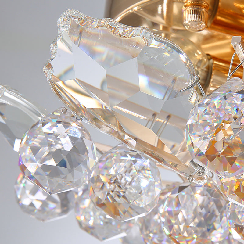 Clear Crystal Ball Cascade Ceiling Lighting Contemporary Gold/Silver LED Semi Flush Mount Clearhalo 'Ceiling Lights' 'Close To Ceiling Lights' 'Close to ceiling' 'Flush mount' Lighting' 283501