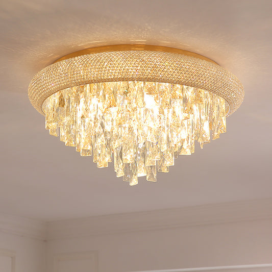 Gold Tapered Ceiling Light Fixture Simple Style Rectangle-Cut Crystal LED Flush Light Clearhalo 'Ceiling Lights' 'Close To Ceiling Lights' 'Close to ceiling' 'Flush mount' Lighting' 283509