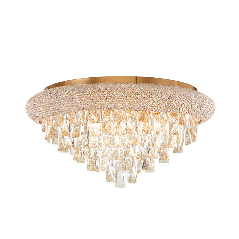 Gold Tapered Ceiling Light Fixture Simple Style Rectangle-Cut Crystal LED Flush Light Clearhalo 'Ceiling Lights' 'Close To Ceiling Lights' 'Close to ceiling' 'Flush mount' Lighting' 283511