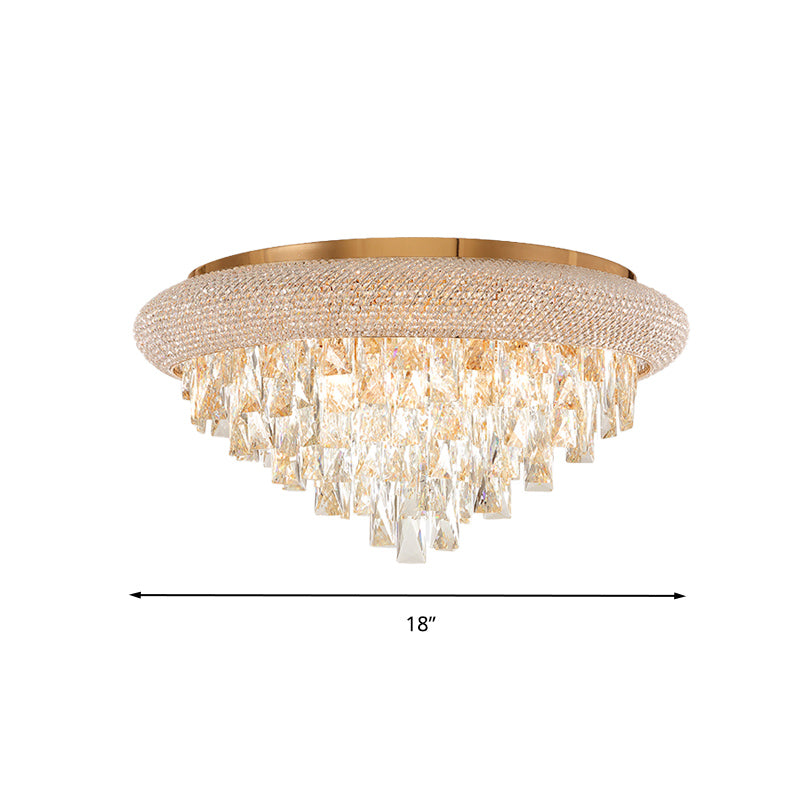 Gold Tapered Ceiling Light Fixture Simple Style Rectangle-Cut Crystal LED Flush Light Clearhalo 'Ceiling Lights' 'Close To Ceiling Lights' 'Close to ceiling' 'Flush mount' Lighting' 283512