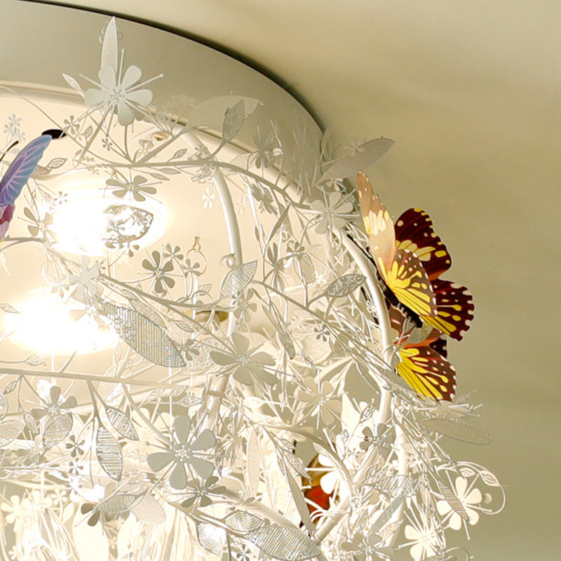 18"/23.5" Wide Cascade Ceiling Mounted Light Contemporary Teardrop Crystal 5 Heads Nickel Flush Light Clearhalo 'Ceiling Lights' 'Close To Ceiling Lights' 'Close to ceiling' 'Flush mount' Lighting' 283569