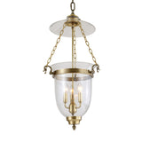 Clear Glass Candle Chandelier Lamp Colonial 3 Heads Living Room Pendant Light Fixture Clearhalo 'Ceiling Lights' 'Chandeliers' 'Glass shade' 'Glass' Lighting' 283624