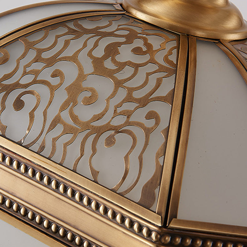 Bell Dining Room Ceiling Chandelier Colonial Mouth Blown Opal Glass 5 Heads Gold Hanging Light Fixture Clearhalo 'Ceiling Lights' 'Chandeliers' 'Close To Ceiling Lights' 'Glass shade' 'Glass' Lighting' 284037