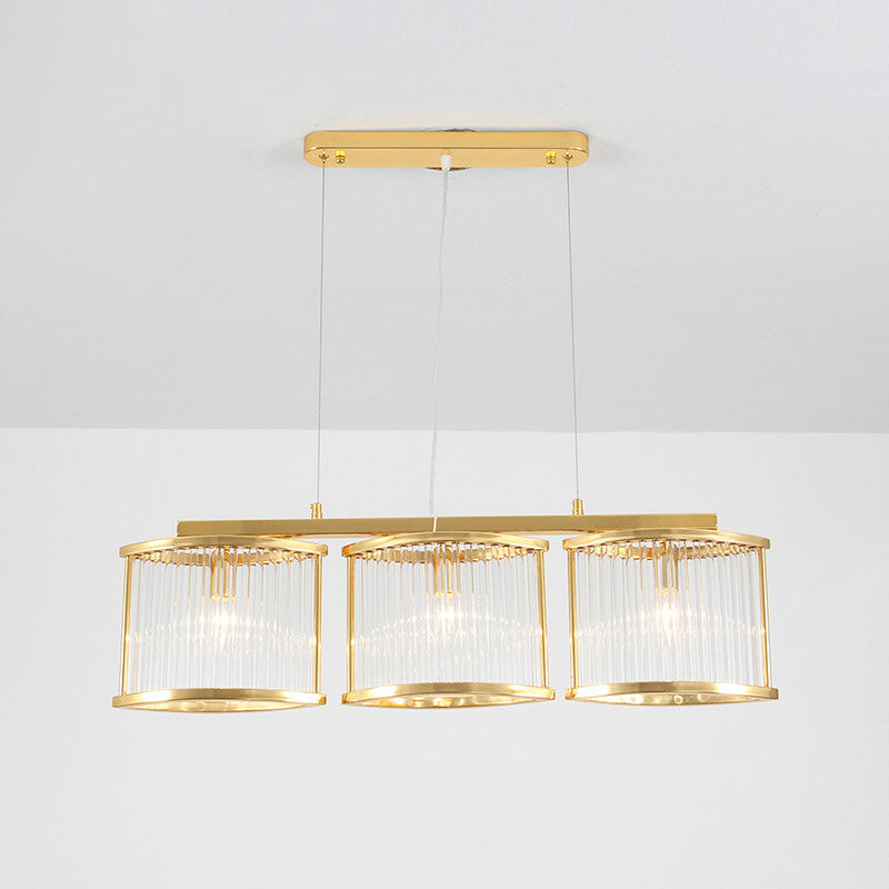 3 Heads Crystal Rod Island Light Postmodern Gold Oval Dining Room Pendant Light Fixture Clearhalo 'Ceiling Lights' 'Island Lights' Lighting' 284039