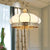 Colonial Oval Hanging Pendant 6 Heads Frosted White Glass Chandelier Lighting Fixture in Gold Gold Clearhalo 'Ceiling Lights' 'Chandeliers' 'Glass shade' 'Glass' Lighting' 284056