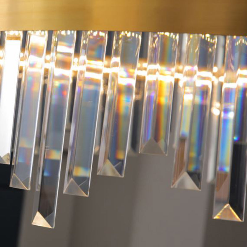 16"/19.5" Wide LED Hanging Ceiling Light Postmodern Circle Crystal Rod Chandelier Light in Gold Clearhalo 'Ceiling Lights' 'Chandeliers' Lighting' options 284077