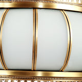 Drum Living Room Pendant Chandelier Colonial Opal Blown Glass 4 Heads Brass Hanging Ceiling Light Clearhalo 'Ceiling Lights' 'Chandeliers' 'Glass shade' 'Glass' Lighting' 284083