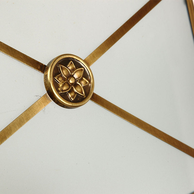 Colonial Drum Hanging Pendant 4/6 Heads White Glass Chandelier Lighting Fixture for Bedroom Clearhalo 'Ceiling Lights' 'Chandeliers' 'Glass shade' 'Glass' Lighting' 284172