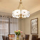 4 Lights Chandelier Pendant Light Colonial Scalloped White Glass Suspension Lamp for Dining Room Clearhalo 'Ceiling Lights' 'Chandeliers' 'Glass shade' 'Glass' Lighting' 284179