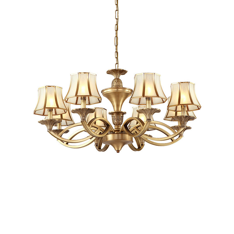 Gold Starburst Chandelier Lamp Colony Metal 3/6/8 Heads Pendant Ceiling Light with Flared Opal Frosted Glass Shade Clearhalo 'Ceiling Lights' 'Chandeliers' Lighting' options 284258