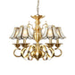 Frosted Glass Scalloped Chandelier Light Traditional 3/5 Lights Living Room Hanging Ceiling Lamp Clearhalo 'Ceiling Lights' 'Chandeliers' 'Glass shade' 'Glass' Lighting' 284388