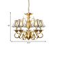 Frosted Glass Scalloped Chandelier Light Traditional 3/5 Lights Living Room Hanging Ceiling Lamp Clearhalo 'Ceiling Lights' 'Chandeliers' 'Glass shade' 'Glass' Lighting' 284389