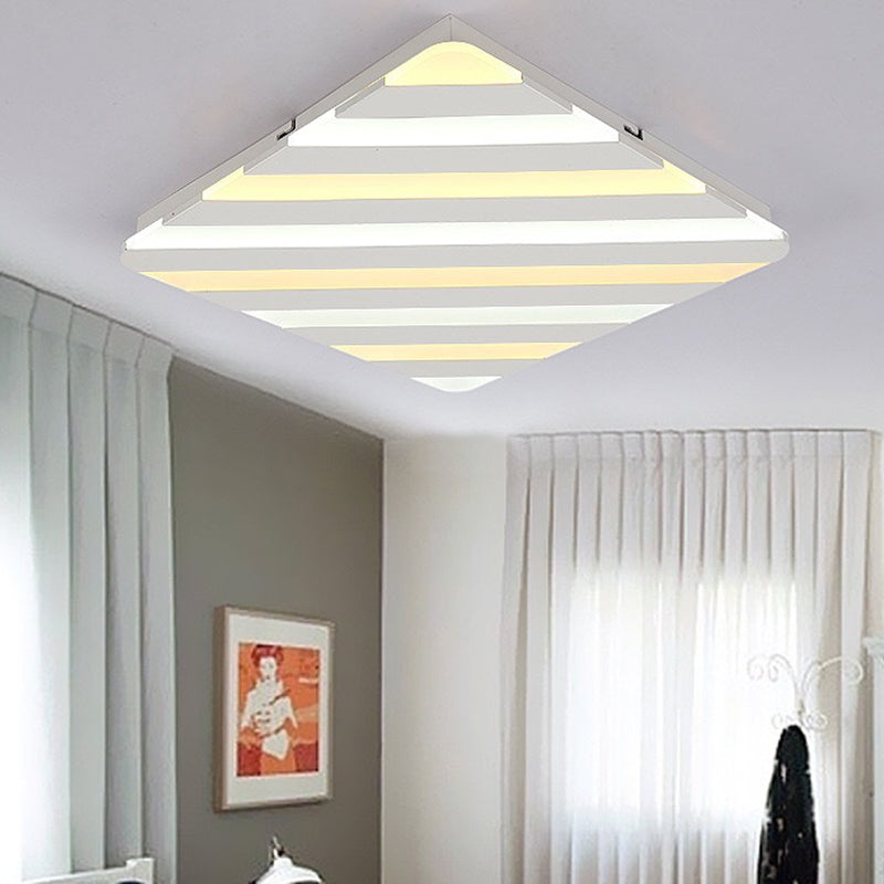 19.5"/23.5" Wide Acrylic Rhombus Ceiling Lighting Modern White LED Flush Mount Light for Bedroom White Clearhalo 'Ceiling Lights' 'Close To Ceiling Lights' 'Close to ceiling' 'Flush mount' Lighting' 284445