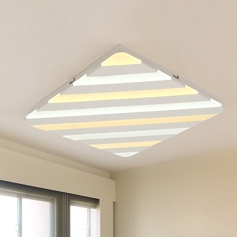 19.5"/23.5" Wide Acrylic Rhombus Ceiling Lighting Modern White LED Flush Mount Light for Bedroom Clearhalo 'Ceiling Lights' 'Close To Ceiling Lights' 'Close to ceiling' 'Flush mount' Lighting' 284446