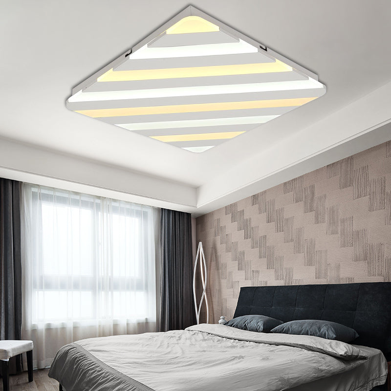 19.5"/23.5" Wide Acrylic Rhombus Ceiling Lighting Modern White LED Flush Mount Light for Bedroom Clearhalo 'Ceiling Lights' 'Close To Ceiling Lights' 'Close to ceiling' 'Flush mount' Lighting' 284447