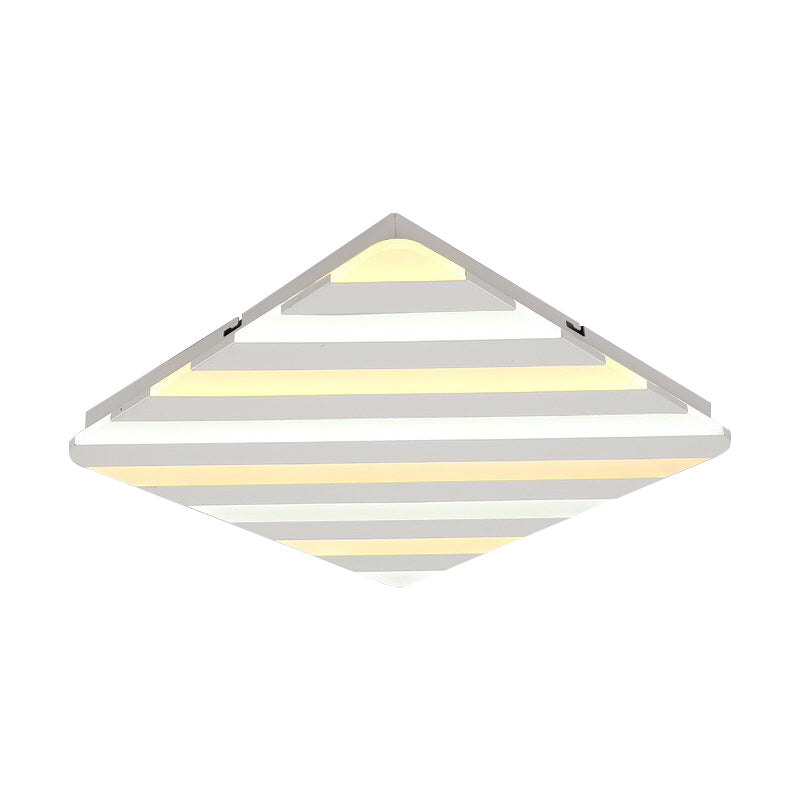 19.5"/23.5" Wide Acrylic Rhombus Ceiling Lighting Modern White LED Flush Mount Light for Bedroom Clearhalo 'Ceiling Lights' 'Close To Ceiling Lights' 'Close to ceiling' 'Flush mount' Lighting' 284448