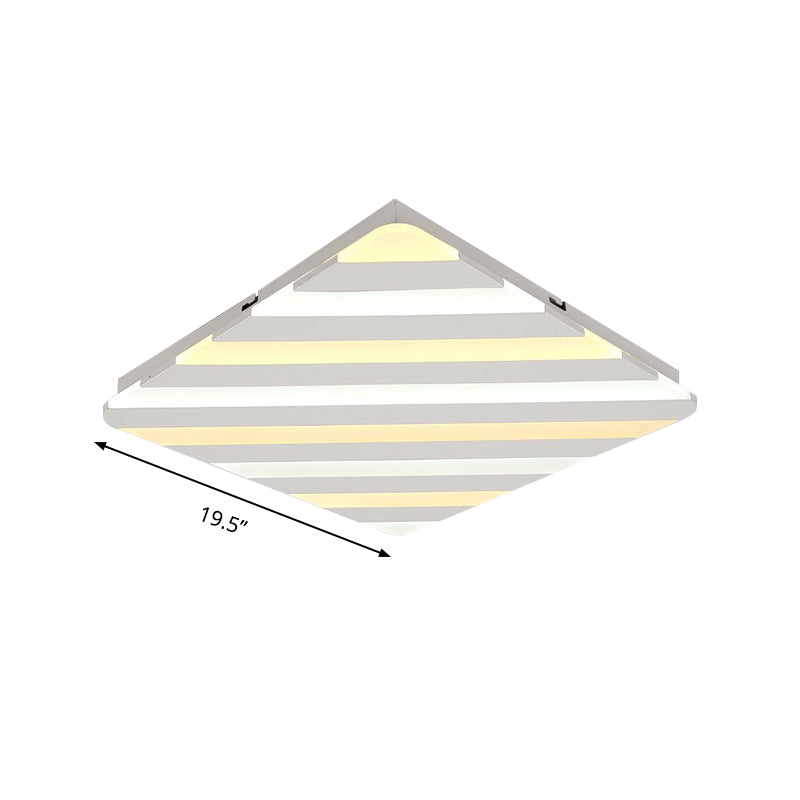 19.5"/23.5" Wide Acrylic Rhombus Ceiling Lighting Modern White LED Flush Mount Light for Bedroom Clearhalo 'Ceiling Lights' 'Close To Ceiling Lights' 'Close to ceiling' 'Flush mount' Lighting' 284449