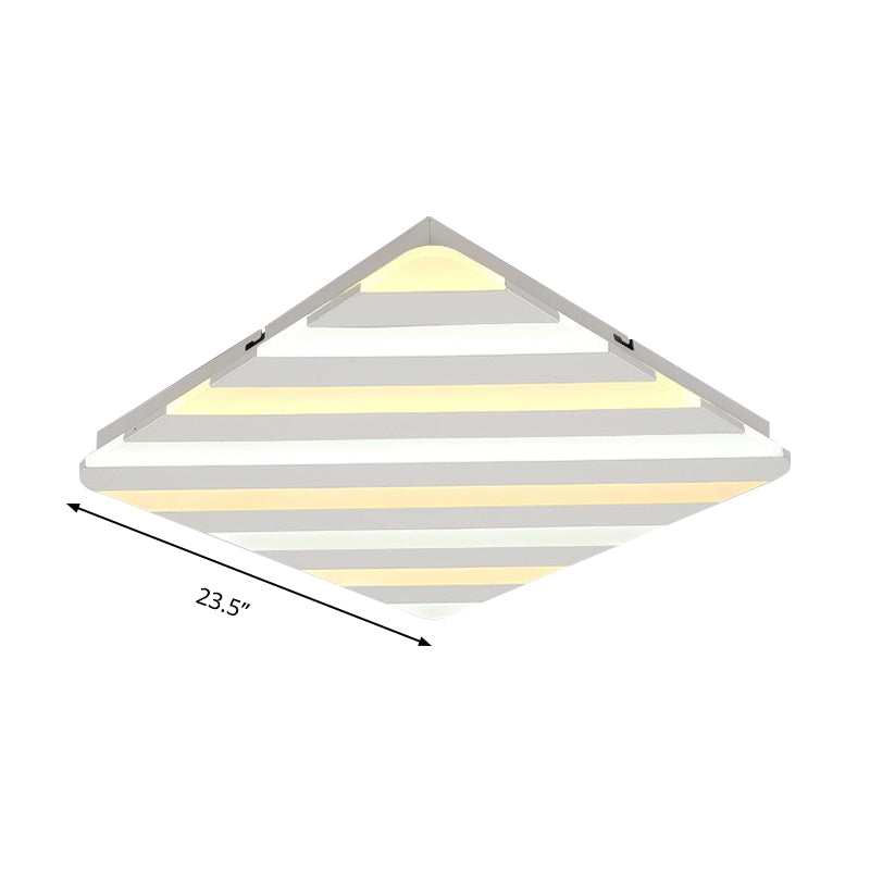 19.5"/23.5" Wide Acrylic Rhombus Ceiling Lighting Modern White LED Flush Mount Light for Bedroom Clearhalo 'Ceiling Lights' 'Close To Ceiling Lights' 'Close to ceiling' 'Flush mount' Lighting' 284450