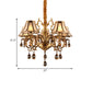 Colonial Scalloped Hanging Chandelier 5/6/8 Lights White Frosted Glass Down Lighting Pendant in Gold with Crystal Drop Clearhalo 'Ceiling Lights' 'Chandeliers' 'Glass shade' 'Glass' Lighting' 284456