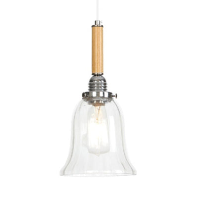 Modern Cone/Flared/Gourd Shaped Pendant Lighting 1 Light Clear Glass Hanging Light Fixture in Chrome Clear Bell Clearhalo 'Ceiling Lights' 'Glass shade' 'Glass' 'Industrial Pendants' 'Industrial' 'Middle Century Pendants' 'Pendant Lights' 'Pendants' 'Tiffany' Lighting' 28448