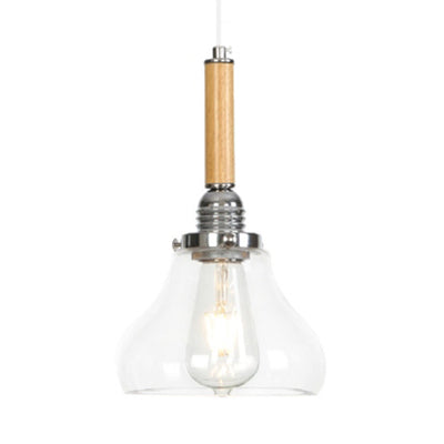 Modern Cone/Flared/Gourd Shaped Pendant Lighting 1 Light Clear Glass Hanging Light Fixture in Chrome Clear Gourd Clearhalo 'Ceiling Lights' 'Glass shade' 'Glass' 'Industrial Pendants' 'Industrial' 'Middle Century Pendants' 'Pendant Lights' 'Pendants' 'Tiffany' Lighting' 28451