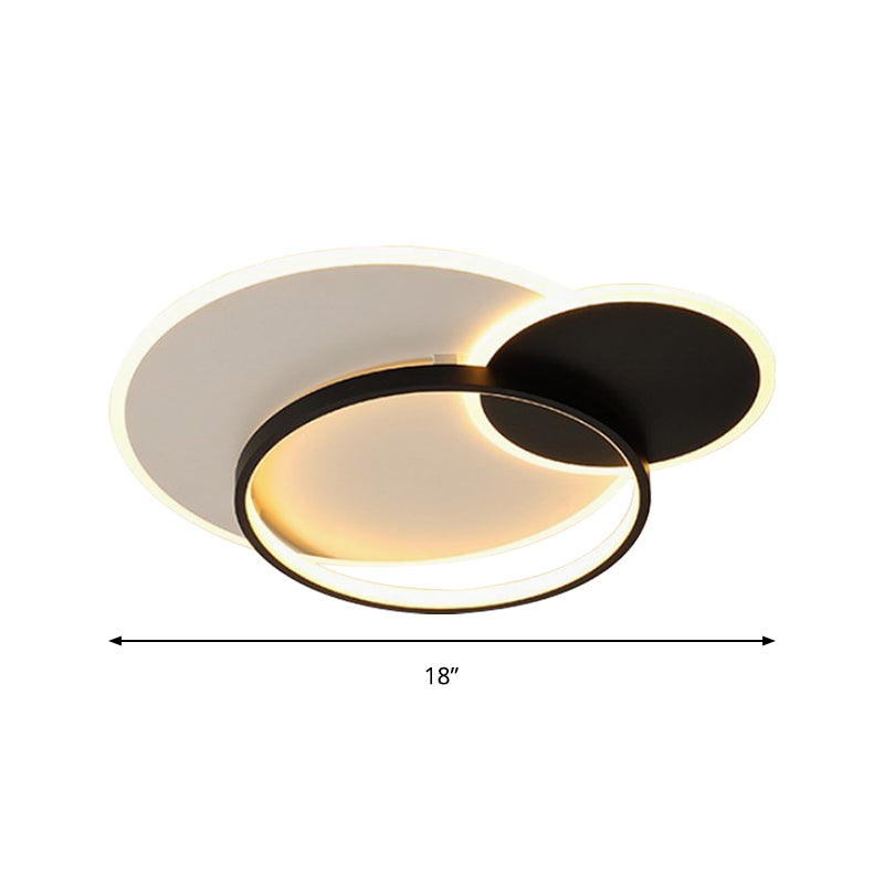 18"/21.5" Wide Overlapping Acrylic Flush Mount Fixture Simple Black and White LED Ceiling Light, Warm/White Light/Remote Control Stepless Dimming Clearhalo 'Ceiling Lights' 'Close To Ceiling Lights' 'Close to ceiling' 'Flush mount' Lighting' 284512