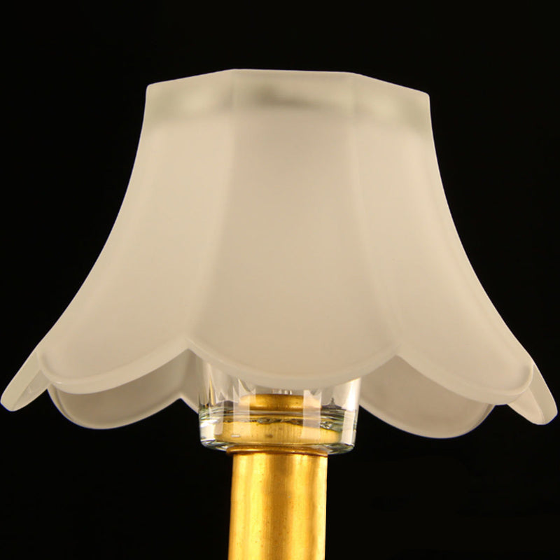 Scalloped Dining Room Hanging Lamp Colonial Frosted Glass 3/5/6 Lights Gold Finish Chandelier Light Fixture Clearhalo 'Ceiling Lights' 'Chandeliers' 'Glass shade' 'Glass' 'Pendant Lights' Lighting' 284553