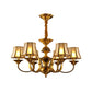 3/5/6 Lights Flared Chandelier Lighting Colonialism Gold Frosted Glass Hanging Ceiling Lamp Clearhalo 'Ceiling Lights' 'Chandeliers' 'Glass shade' 'Glass' Lighting' 284591