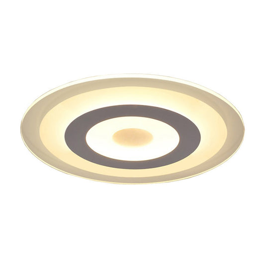 White Disc Flush Mount Fixture Simple Style White 16"/19.5"/23.5" Wide LED Ceiling Light, Outer White Inner Warm/Outer Warm Inner White Light Clearhalo 'Ceiling Lights' 'Close To Ceiling Lights' 'Close to ceiling' 'Flush mount' Lighting' 284601